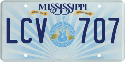 MS license plate LCV707