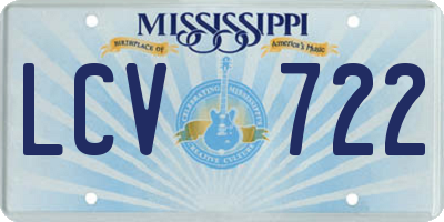 MS license plate LCV722