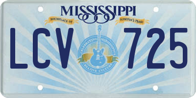 MS license plate LCV725