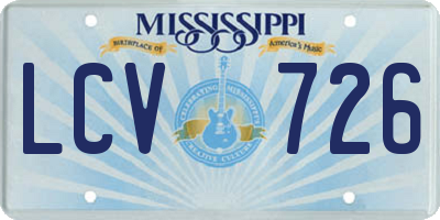 MS license plate LCV726