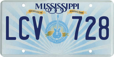 MS license plate LCV728