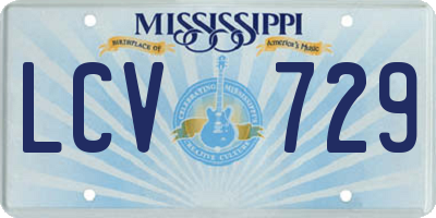 MS license plate LCV729