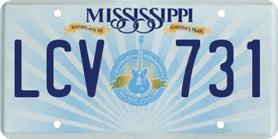 MS license plate LCV731
