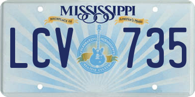 MS license plate LCV735
