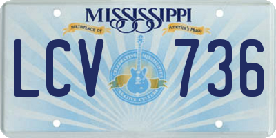 MS license plate LCV736