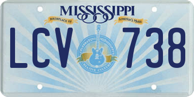 MS license plate LCV738