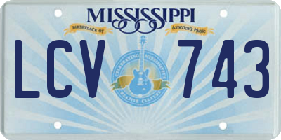MS license plate LCV743