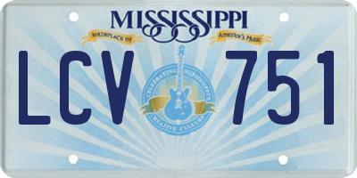 MS license plate LCV751