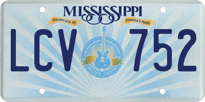 MS license plate LCV752