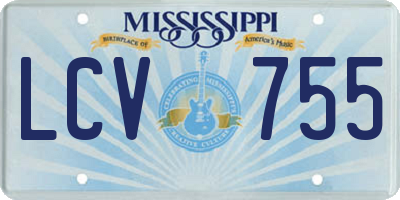 MS license plate LCV755