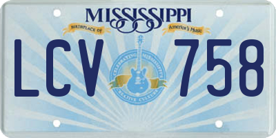 MS license plate LCV758