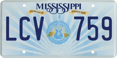 MS license plate LCV759