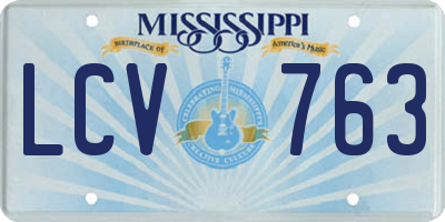 MS license plate LCV763