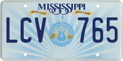 MS license plate LCV765