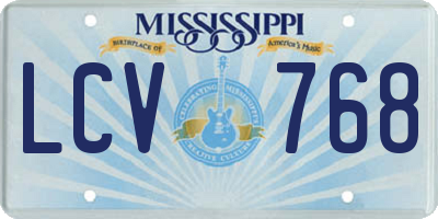 MS license plate LCV768