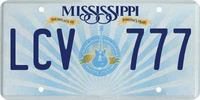 MS license plate LCV777