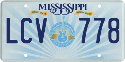 MS license plate LCV778
