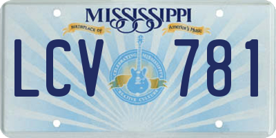 MS license plate LCV781