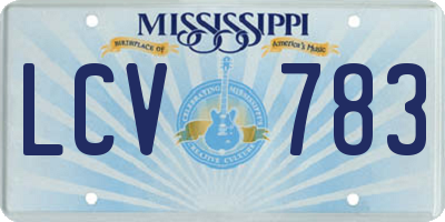 MS license plate LCV783
