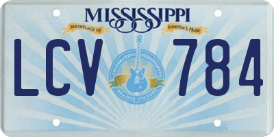 MS license plate LCV784