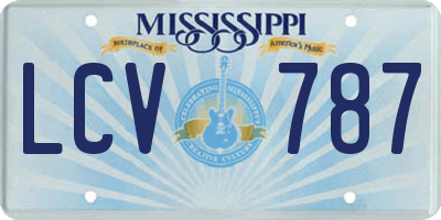 MS license plate LCV787