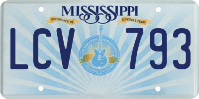 MS license plate LCV793