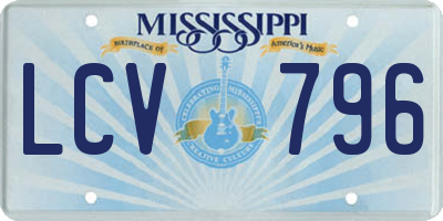 MS license plate LCV796
