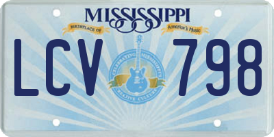 MS license plate LCV798