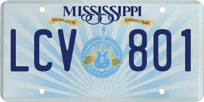 MS license plate LCV801