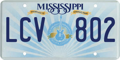MS license plate LCV802