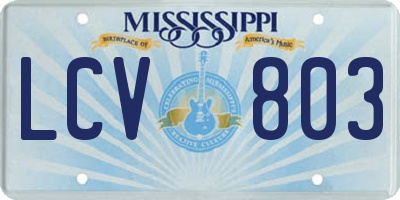 MS license plate LCV803