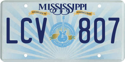 MS license plate LCV807