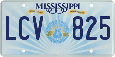 MS license plate LCV825