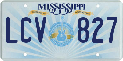 MS license plate LCV827