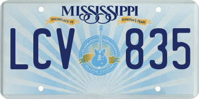 MS license plate LCV835
