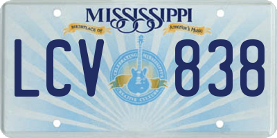MS license plate LCV838