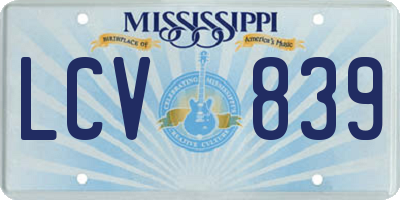 MS license plate LCV839