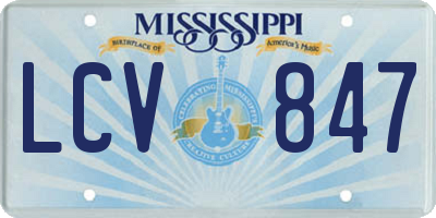 MS license plate LCV847