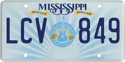 MS license plate LCV849
