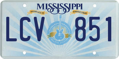 MS license plate LCV851