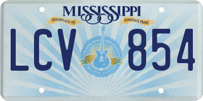 MS license plate LCV854