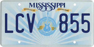 MS license plate LCV855