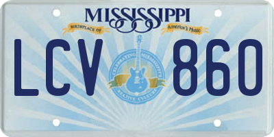 MS license plate LCV860