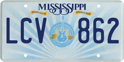 MS license plate LCV862