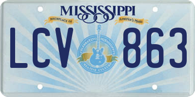 MS license plate LCV863
