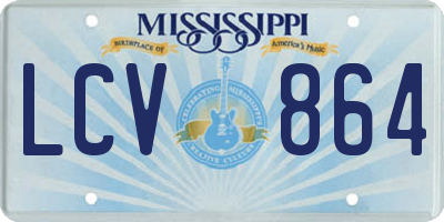 MS license plate LCV864