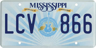 MS license plate LCV866