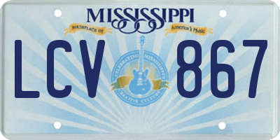 MS license plate LCV867