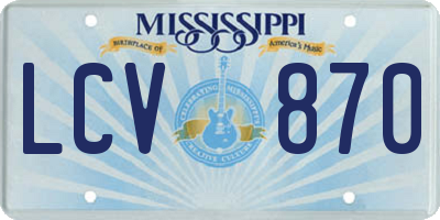 MS license plate LCV870