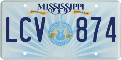 MS license plate LCV874